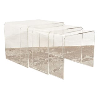 Vintage Acrylic Glass Nesting Tables, 1970s, Set of 3 For Sale