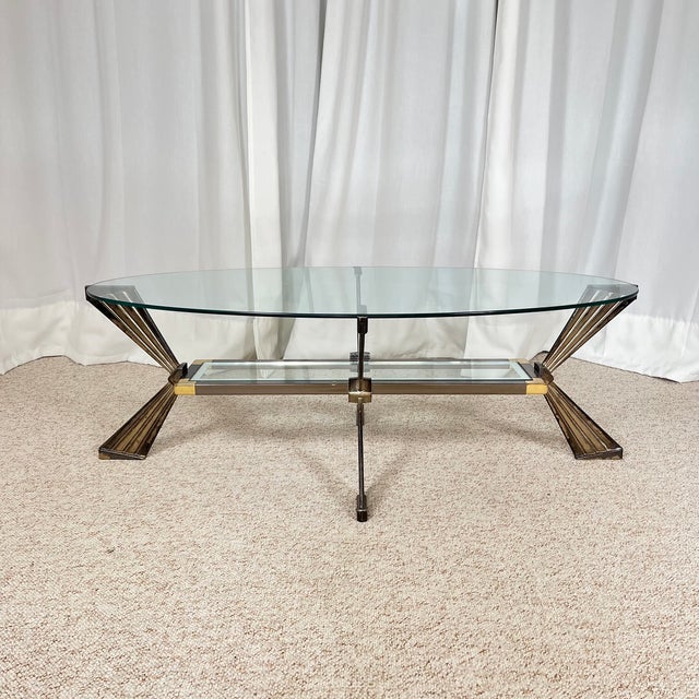 Metal Vintage Italian Coffee Table in Glass, 1970s For Sale - Image 7 of 18