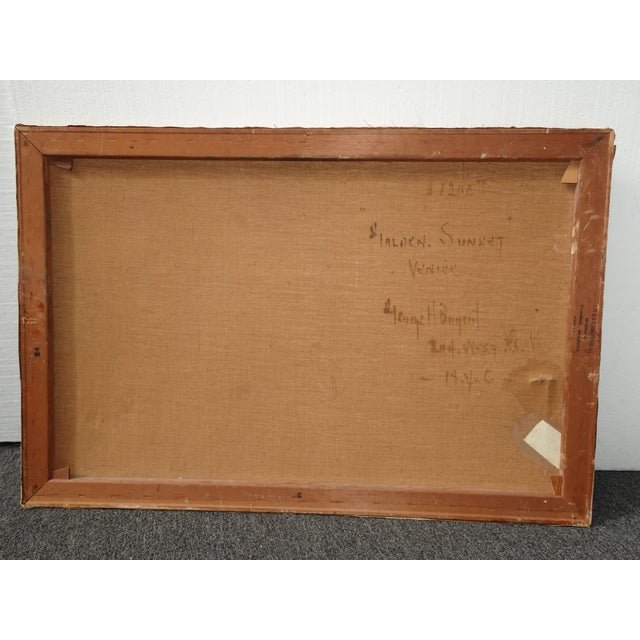 Antique Oil Canvas Fine Art Picture by George H.Bogert 1923-1864 Sunset Venice For Sale - Image 15 of 16