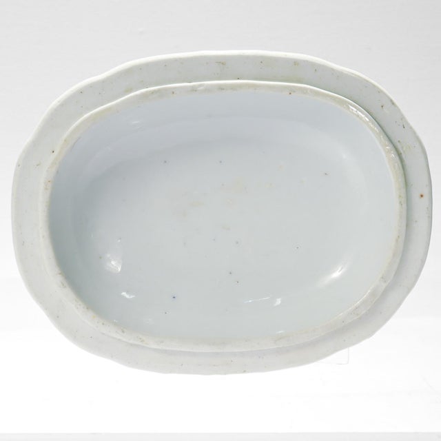 Blue Antique Blue & White Canton Chinese Export Porcelain Miniature Sauce Tureen For Sale - Image 8 of 16