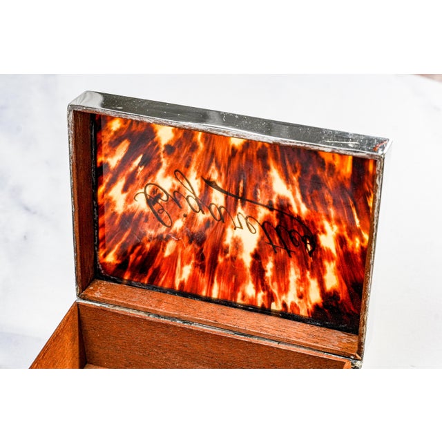 Beautiful Faux Tortoiseshell Antique Sterling Silver Cigarette Box Tobacciana For Sale - Image 10 of 16