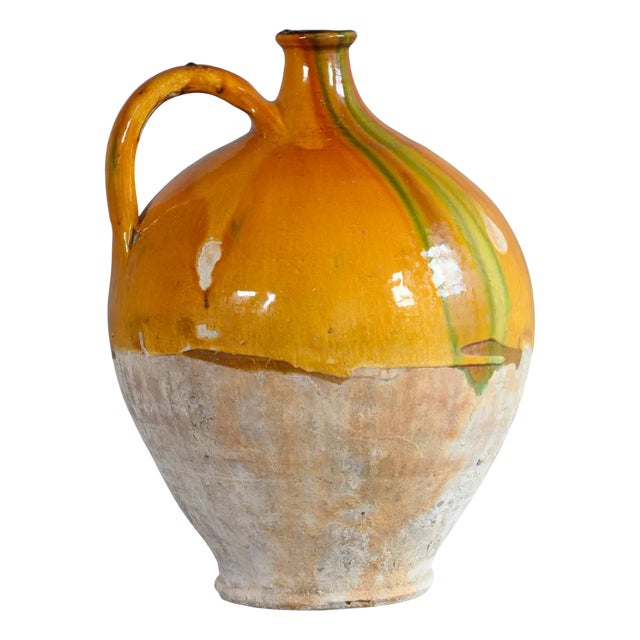 Large Yellow Glazed Jug, 1890s For Sale