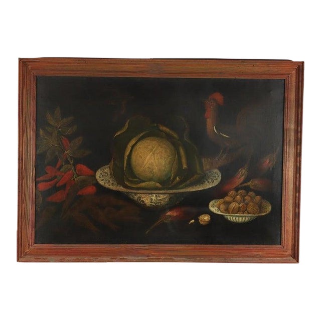 Antique Dutch Oil on Canvas Still Life Painting Unsigned 18th C For Sale