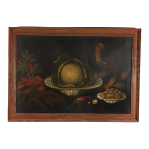 Antique Dutch Oil on Canvas Still Life Painting Unsigned 18th C