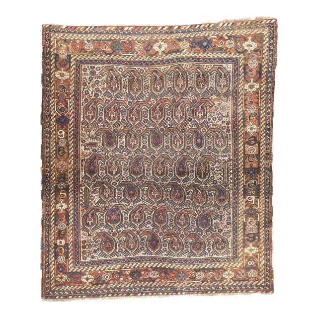 Antique Afshar Rug 5'2'' x 6' For Sale
