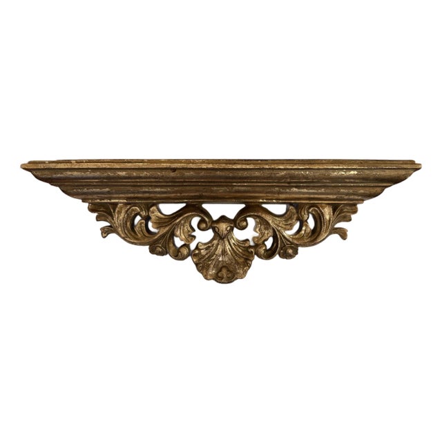 Vintage Rococo Revival Gold Leaf Wall Shelf For Sale