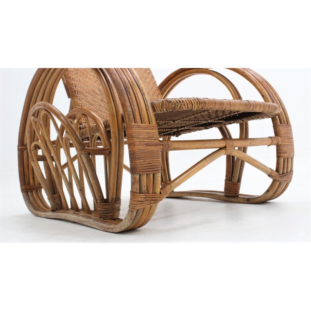 1950s Italian Rattan Recliner Armchair, 1950s For Sale - Image 5 of 9