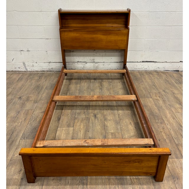 Vintage Twin Size MCM Mid Century Modern Maple Bookcase Bedframe For Sale In Kansas City - Image 6 of 12