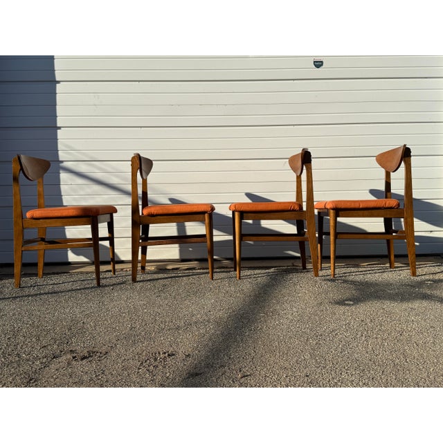 Brown Set of 4 Mid-Century Modern Walnut Shell Back Dining Chairs For Sale - Image 8 of 12