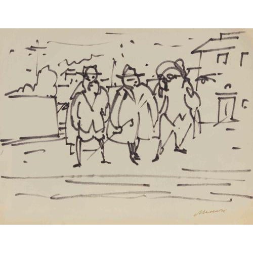 Black marker per on paper. Hand signed lower right. Very good condition. This piece is attributed to the mentioned...