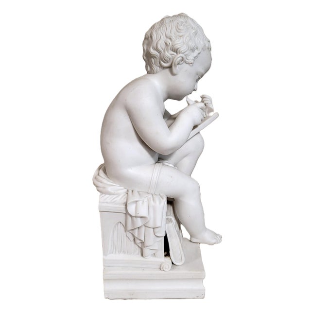 Pair Antique French White Bisque Porcelain Putti Baby Cherubs Sculpture Figures For Sale In New York - Image 6 of 18