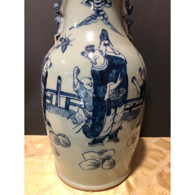 Antique Chinese Blue and White Porcelain Vase For Sale - Image 4 of 8