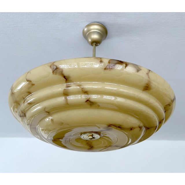 Art Deco Pendant Light in Amber Marble Glass, 1930s For Sale - Image 13 of 18