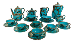 Coffee Service in Polychrome Porcelain, Set of 14