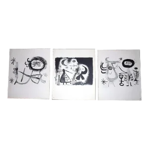 Vintage Mid Century Modern Abstract Joan Miro Lithographs - Set of 3