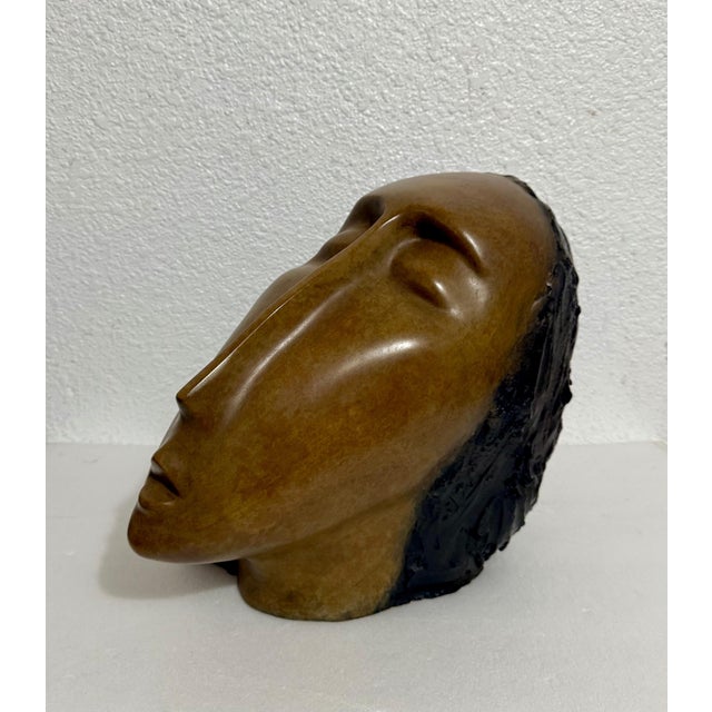 Metal Ruth Bloch, Large Bronze Sculpture Woman Head, After Modigliani, Ruth Bloch Israeli Artist, c.1990's For Sale - Image 7 of 18