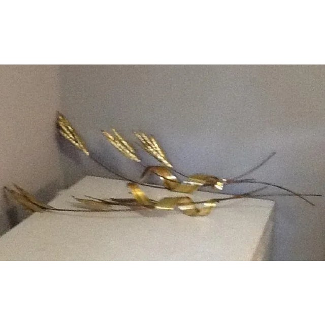 Mid-Century Modern Vintage Two-Tone Brass Wheat Stalk Wall Hangings - A Pair For Sale - Image 3 of 6