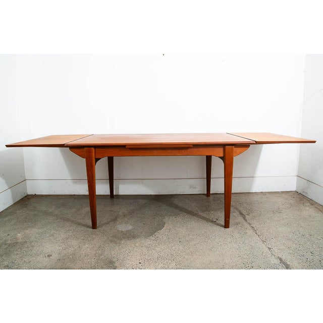 1960s Mid Century Danish Modern Dining Table Denmark Teak Wood Extension Draw Leaf Nm For Sale - Image 10 of 12