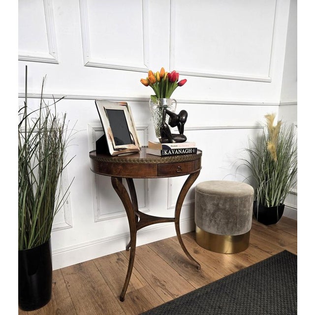 Vintage Italian Round Walnut Side Table, 1930s For Sale - Image 4 of 9
