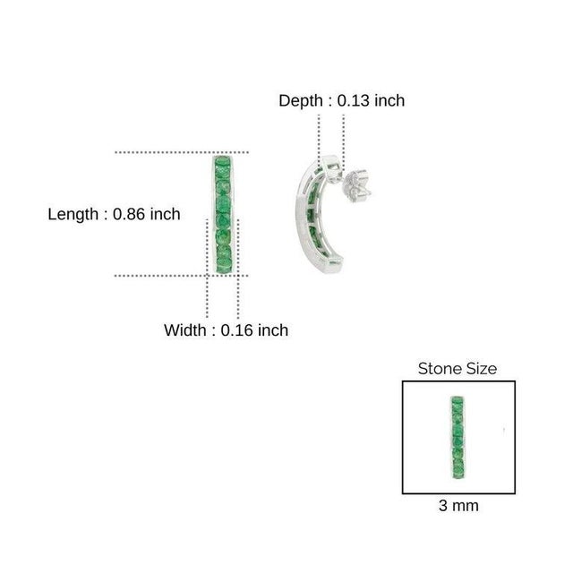 Contemporary Green Emerald Channel Set Hoop Earrings in Sterling Silver, A Pair For Sale - Image 3 of 9