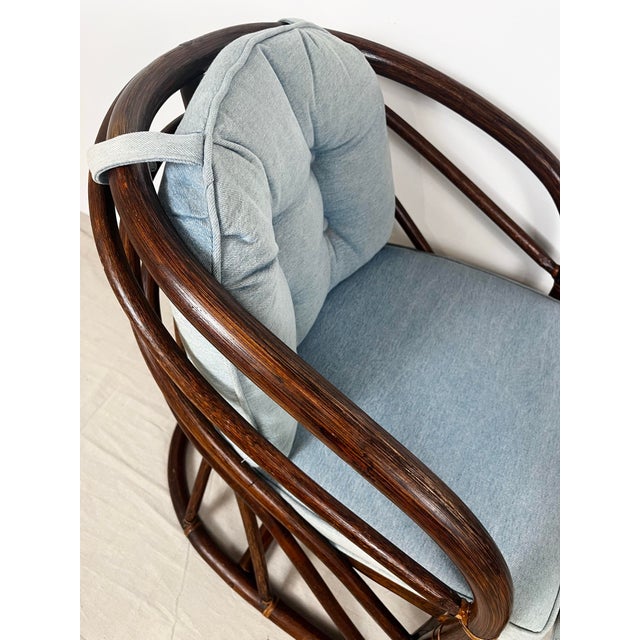 Brown Vintage Round Bent Rattan Chairs- A Pair For Sale - Image 8 of 12
