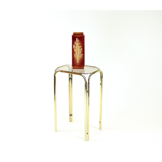 Metal High Side Table in Metal with Glass Top, Former Czechoslovakia, 1970s For Sale - Image 7 of 9
