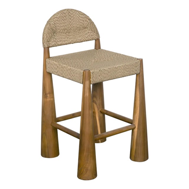 NOIR Laredo Counter Stool, Teak with Synthetic Woven For Sale