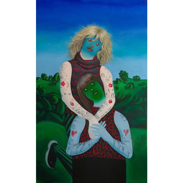 Natasha Lelenco, Emoji Double Portrait, Acrylic and Spray Paint on Canvas, 2025 For Sale - Image 9 of 9