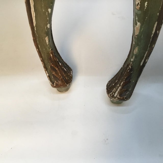 Late 19th Century Vintage Italian Green Painted, Carved and Gilt Louis XV Side Chairs- A Pair For Sale - Image 11 of 12