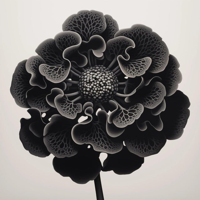 Contemporary 20' X 20' 'Heliotropium' Flower - Black and White Limited Edition Botanical Floral Photograph Print, Unframed For Sale - Image 3 of 3