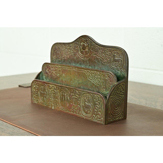 Tiffany Studios New York Zodiac Pattern Bronze Letter Rack For Sale - Image 14 of 14