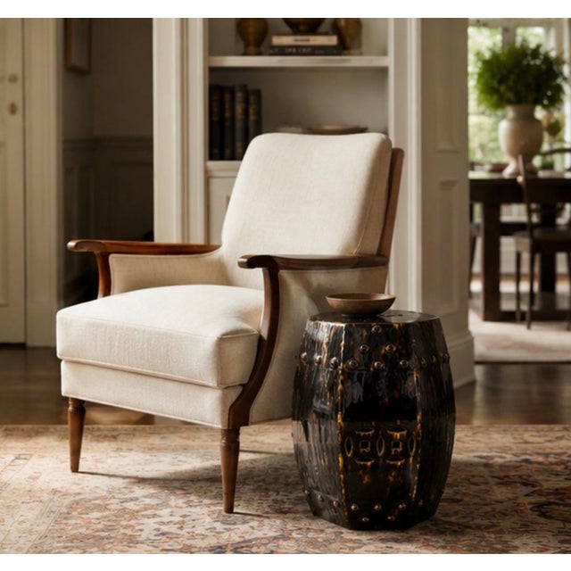 Ceramic Vintage Hollywood Regency Tortoiseshell Glazed Ceramic Garden Stool For Sale - Image 7 of 12