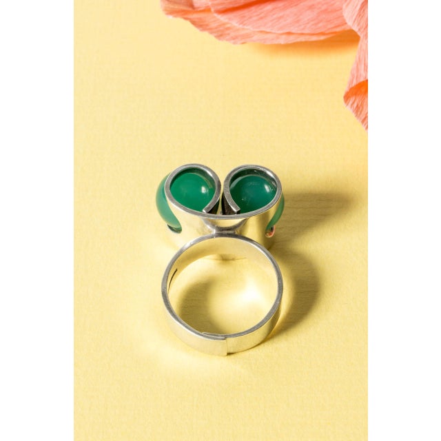 1960s Silver and Chrysprase Ring from Elis Kauppi, 1960s For Sale - Image 5 of 9