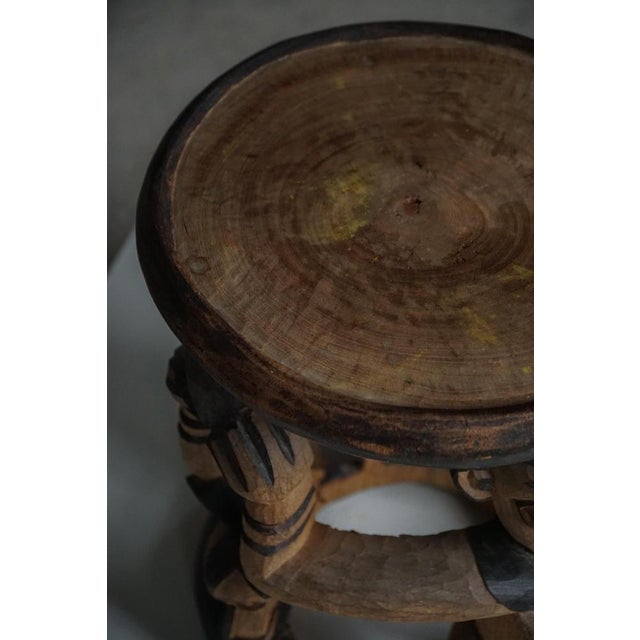 Brown Mid-20th Century African Carved Hardwood Stool, 1950s For Sale - Image 8 of 18