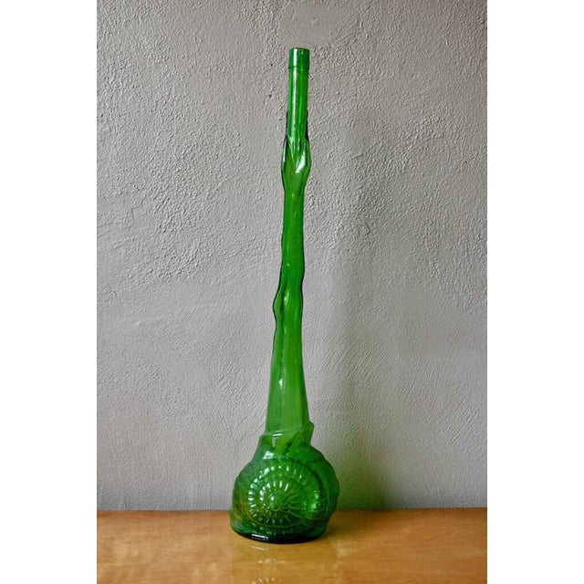 Glass Giant Zoomorphic Bottle in Empoli Glass For Sale - Image 7 of 12