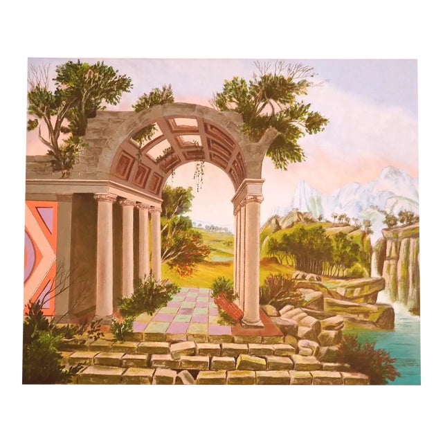 Landscape with Ruins - Original Lithograph - Late 20th Century For Sale