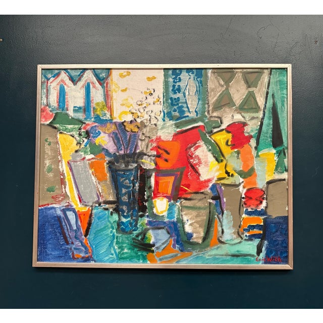 Eric With, Still Life with Flowers, 1950s, Oil Painting on Canvas, Framed For Sale - Image 10 of 17