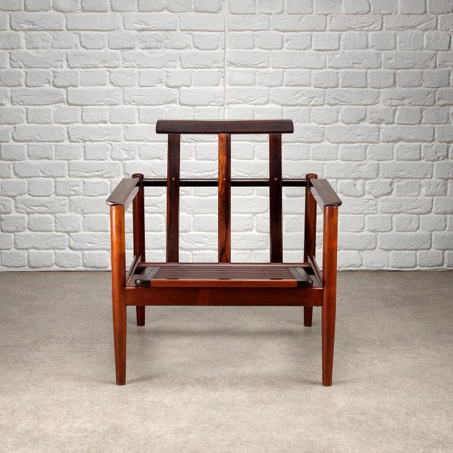 Black Mid-Century Rosewood and Skai Armchair by Børge Jensen & Sønner for Bernstorffsminde, Denmark, 1960s For Sale - Image 8 of 17