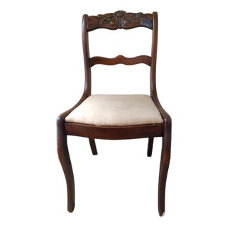 Vintage Duncan Phyfe Stlye Chair Solid Wood Frame With Rose Carving For Sale