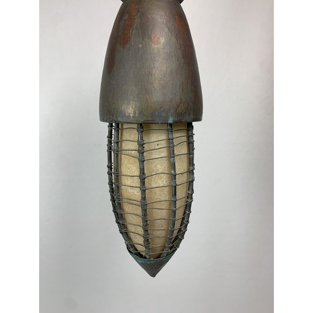 Rustic Patinated Rustic Copper and Steel Floor Lamp with Lantern, 1980s For Sale - Image 3 of 18