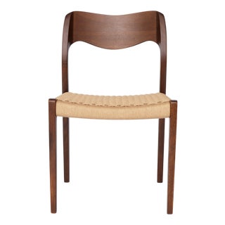 Mid-Century Danish Model 71 Chair in Dark Oak and Cord by Niels Otto (N. O.) Møller for J.L. Møllers, 1960s For Sale