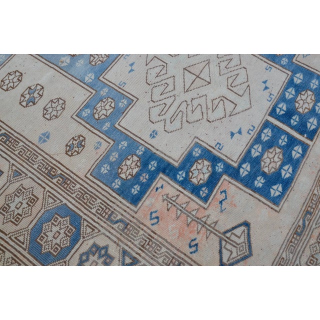 Off White and Pale Blue Turkish Carpet For Sale - Image 10 of 11