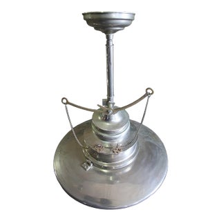 Vintage Ceiling Fixture Mid Century Modern Style Nickel Plated For Sale