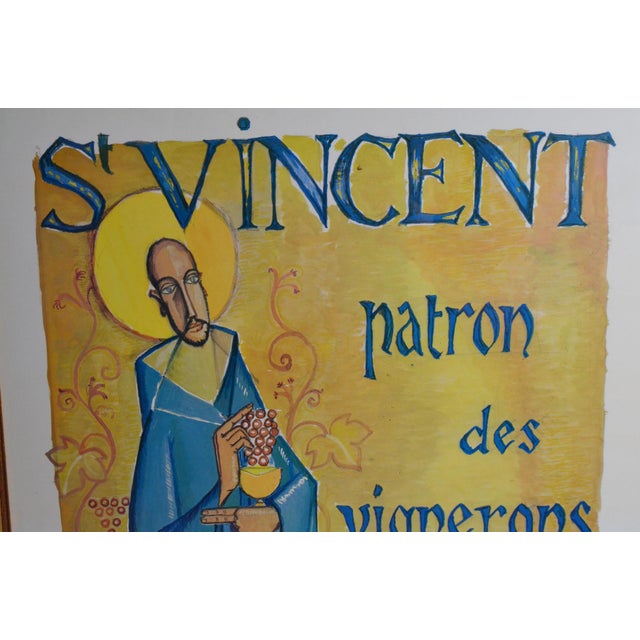 1981 Henri Vincenot Pommard Saint-Vincent Burgundy Wine Poster, Framed Henri Vincenot (1912–1985) Saint-Vincent Tournante,...