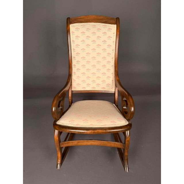 American Victorian Lincoln Rocking Chair in Walnut-Stained Birch With Goose-Neck Arms, Circa 1890 For Sale - Image 12 of 18