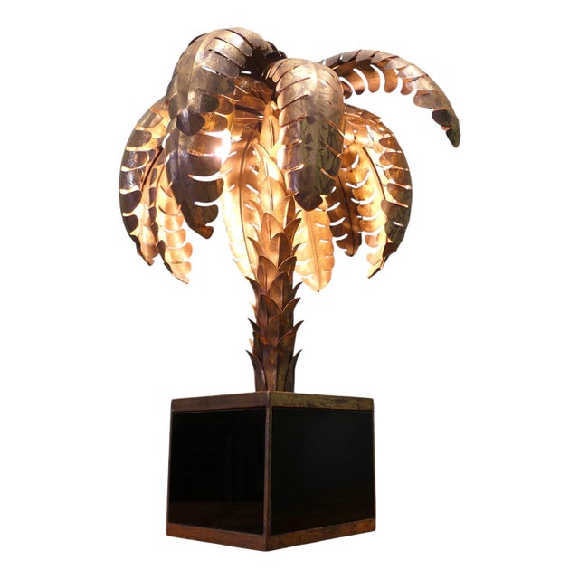French Toleware Palm Tree Lamp from Maison Jansen, 1970 For Sale