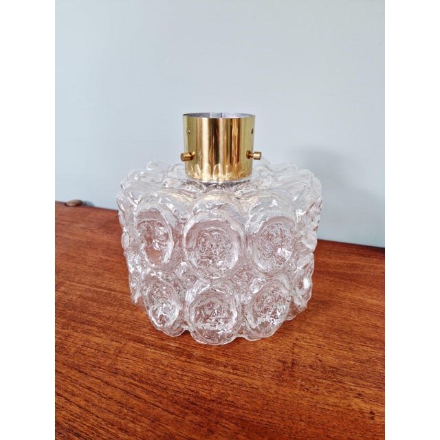 Ceiling Light in Brass and Textured Clear Glass by Helena Tynell for Glashütte Limburg, 1970 For Sale - Image 11 of 16