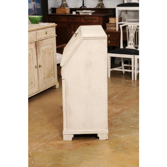 Gustavian (Swedish) Swedish Gustavian 1790s Painted Slant-Front Desk with Carved Diamond Motifs For Sale - Image 3 of 13
