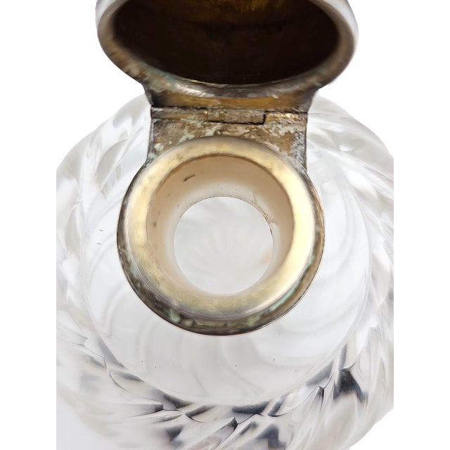 Transparent Birmingham England Sterling Silver & Cut Crystal Perfume Bottle For Sale - Image 8 of 12