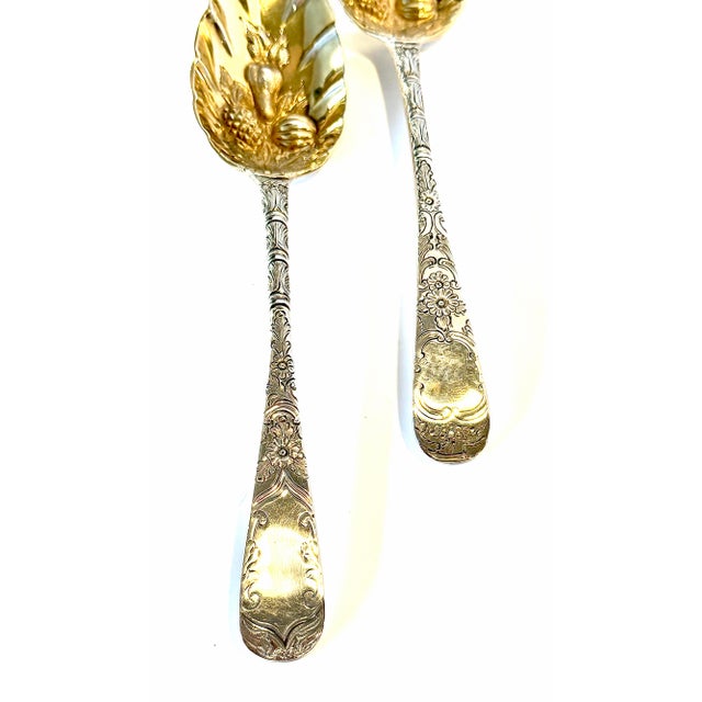 Metal 1793 Partial Gilt Sterling Silver Master Berry Spoons by Walter and Patrick Cunningham, Edinburgh - a Pair For Sale - Image 7 of 8